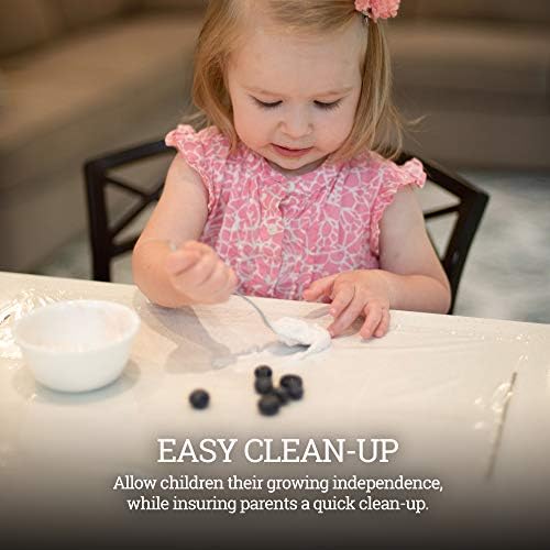Klean Kids transparent table topper solution applied neatly over an airplane tray cover during travel