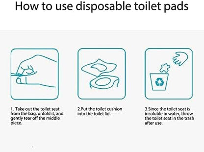 Compact individually wrapped sanitary toilet cover pack being placed into a travel purse pocket