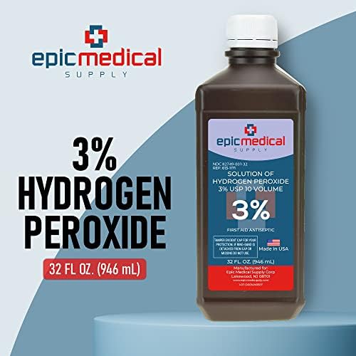 USA imported 3 percent USP hydrogen peroxide topical wash bottle for minor cuts and wound disinfection.