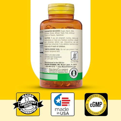 Side view of Mason Natural gluten free vitamin A supplement highlighting usage instructions