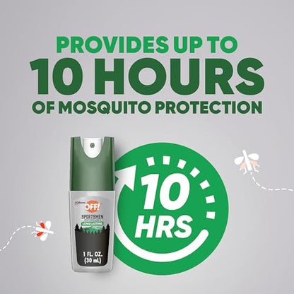 OFF! ninety eight percent DEET bug spray compact travel size bottle angled view for outdoor sportsmen.