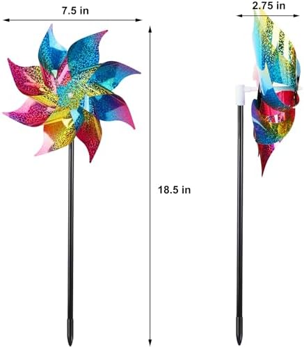 Close up of Hausse rainbow reflective pinwheel blades