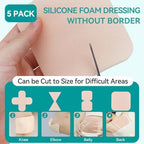 Six inch by six inch cuttable silicone foam bandages displayed showing borderless design texture