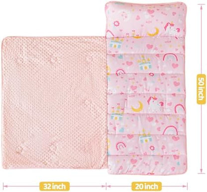 Viviland kindergarten sleep mat showing the built-in name tag feature