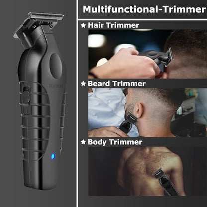 Kemei 2299 electric beard trimmer for men being held to demonstrate the non slip comfortable grip.
