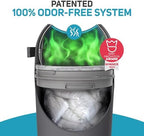 L.A. Baby Magic Diaper Pail lid open showing the rotating drum odor seal mechanism