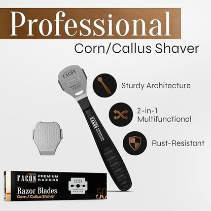 Surgical grade stainless steel foot razor for professional callus removal