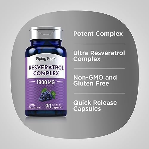 Piping Rock Resveratrol Complex side profile bottle display