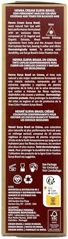 Side profile of the authentic USA imported Surya Brasil Light Blonde box illustrating product certification logos.