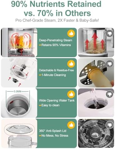 All in one baby food maker executing the one touch self cleaning function