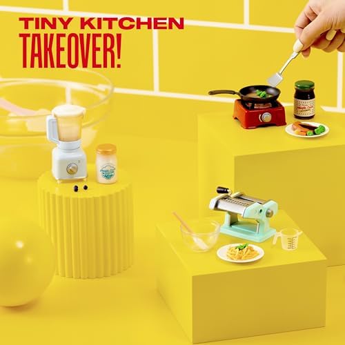 Two pack of Mini Brands Really Works Magic Cook Kitchen toy capsules on a clean background