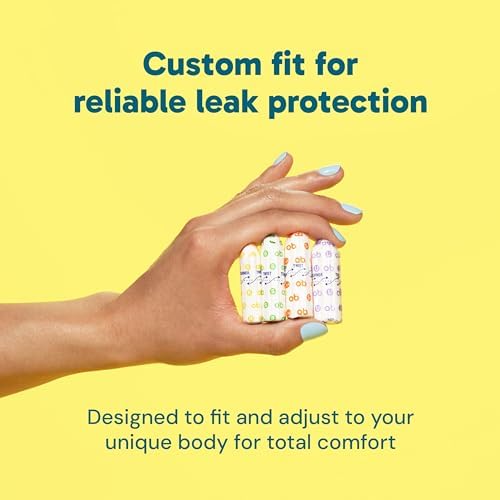 Side view of o.b. fragrance-free tampons box detailing Fluid-Lock technology