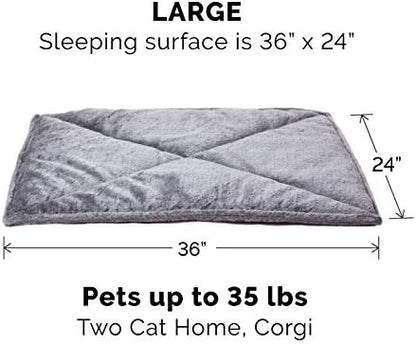 Furhaven ThermaNAP Self-Warming Cat Bed for Indoor Cats & Large/Medium Dogs, Washable & Reflects Body Heat - Quilted Faux Fur Reflective Bed Mat - Gray, Large - Image 3