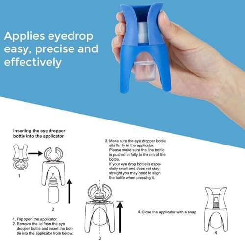 Unbranded eyedrop bottle holder tool highlighting the top viewing alignment hole