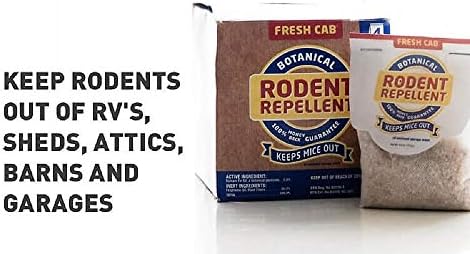 Fresh Cab non-toxic plant-based mouse deterrent pouch displayed outside the packaging box