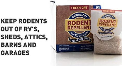 Fresh Cab non-toxic plant-based mouse deterrent pouch displayed outside the packaging box