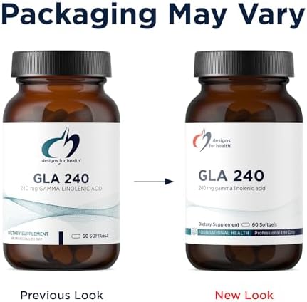 Designs for Health Gamma Linolenic Acid borage oil pills showing clear ingredient transparency label.