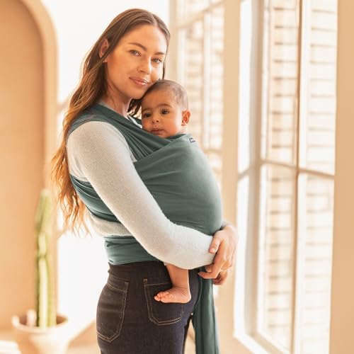 Lightweight hands free baby wrap holding a newborn securely.