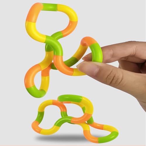 Silent twist stress relief sensory tools for kids and adults being manipulated by fingers.