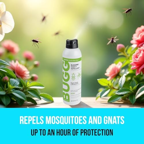 Buggins DEET free mosquito and gnat spray product label close up