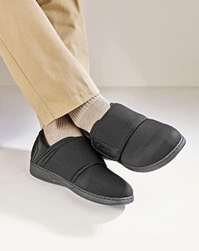 Close up of the wide opening feature on Silvert's women's shoes for swollen feet