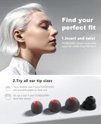Close up view of the ergonomic double layer silicone eartip design for noise isolation