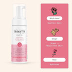 Herbal infused postpartum hygiene wash for sensitive skin showing foaming pump.