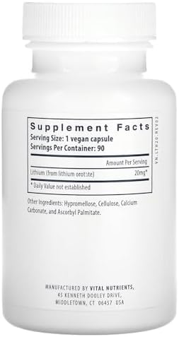 Authentic Vital Nutrients trace mineral supplement bottle containing ninety vegetarian capsules for brain health.