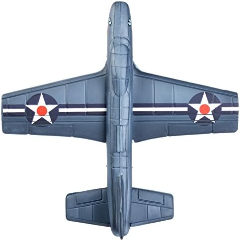 Aeromax foam toy glider with shark mouth graphic being tossed into the air for outdoor backyard play