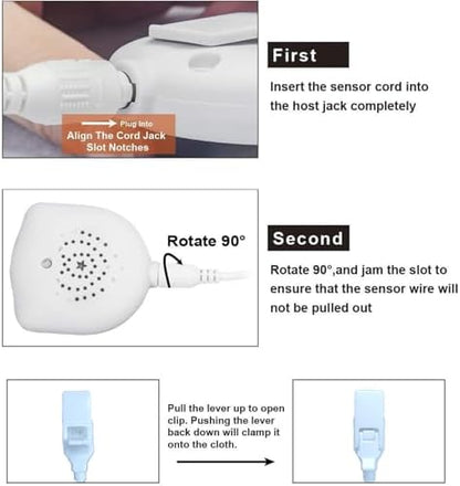 The complete STEHEALTH bedwetting kit including USB cable and moisture detection sensor.