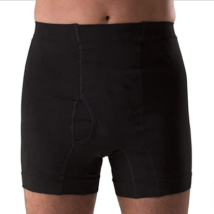 Corsinel Regular Male Boxer Low front view for ostomy support.
