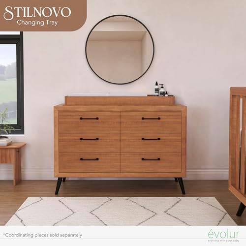 Evolur Stilnovo changing tray sugar cane finish divided compartments