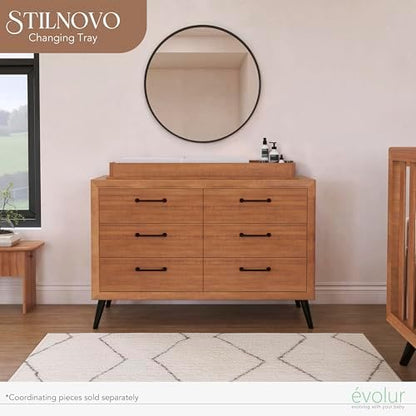 Detailed view of Stilnovo changing tray wood construction
