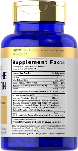 Carlyle Glucosamine Chondroitin MSM | 250 Mini Tablets | Advanced Formula with Turmeric | Non-GMO, Gluten Free - Image 3