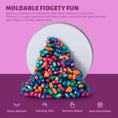 Multicolor smooth ferrite rocks piled up for desk fidgeting