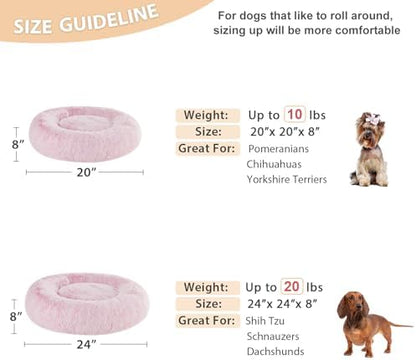 WNPETHOME Calming Dog Bed Cat Bed Donut, Faux Fur Pet Bed Self-Warming Donut Cuddler, Comfortable Round Plush Dog Beds (20 x 20 x 8 Inch, Light Pink) - Image 6