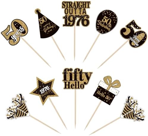 Straight Outta 1976 birthday cake picks for party decoration