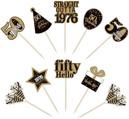 Straight Outta 1976 birthday cake picks for party decoration