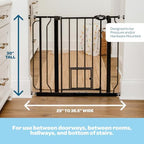 Carlson indoor safety gate with patented small pet door open for cat