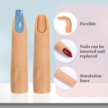 Flexible Giantree nail training fingers showing bendable metal skeleton