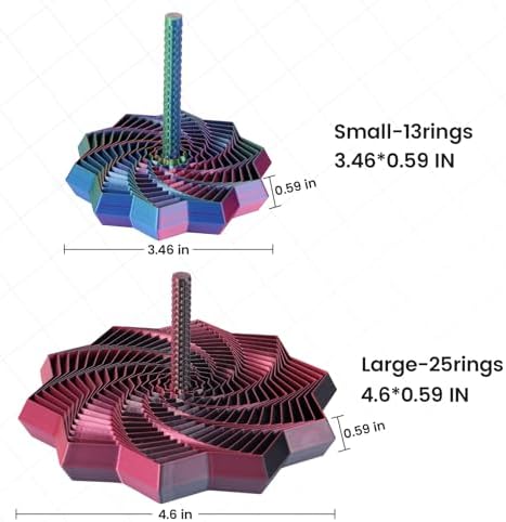 Piercing spinning tower decompression toy with detachable handles attached for desktop use.