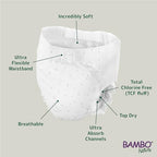 Bambo Nature Dreamy Night Diaper pack for kids aged eight to fifteen years old displaying size indicators.