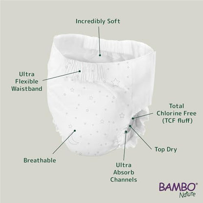 Bambo Nature Dreamy Night Diaper pack for kids aged eight to fifteen years old displaying size indicators.