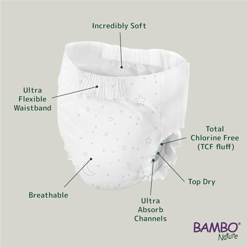 Bambo Nature Dreamy Night Diaper pack for kids aged eight to fifteen years old displaying size indicators.