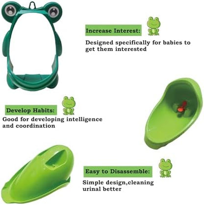 Wall mounted frog urinal for toddler potty training