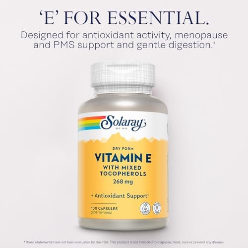Authentic USA imported Solaray Vitamin E non oily powder capsules for heart health