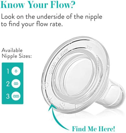 Six pack of BPA free silicone infant teats showing gradual latch transition design