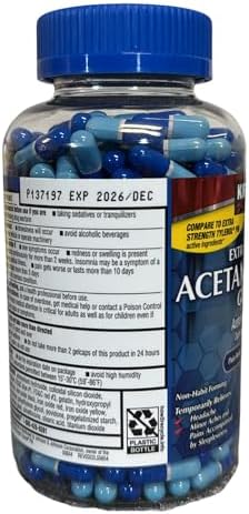 Kirkland Signature Extra Strength PM pain reliever and nighttime sleep aid supplement facts.