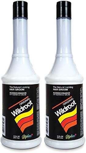 Two pack of imported Wildroot cream oil hair grooming tonic bottles for smooth hair styling.