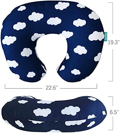 Biloban slipcover showing snug fit on nursing pillow
